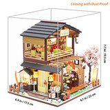GuDoQi DIY Miniature Dollhouse Kit, Tiny House kit with Furniture and Dust Proof, Miniature House Kit 1:24 Scale Japanese Style Shop, Great Handmade Crafts Gift for Valentine's Day Birthday