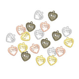 MagiDeal LOVE on the Heart Charms - 20x18mm - Metal Antique Bronze, Silver, Gold, Rose gold Colors,