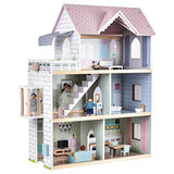 Goli Wooden Dollhouse Toys w/Elevator, Doorbell, Light, Furniture, Accessories, Dolls, Pretend Play Toys for Girls & Toddlers 3Y+