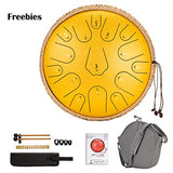 ChunFeng Steel Tongue Drum 14 Inches 15 Note C-Key Healing Drum, Gift For All Ages ,Pure Sound Quality ,With Drum Mallets, Carry Bag, Sheet Music