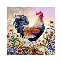 farawamu Diamond Painting, 30x30cm Rooster Animal Cross Stitch Craft DIY Mosaic Full Round Rhinestone Embroidery Painting for Home Wall Decor, Gift for Friends G-3012