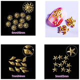 12Styles Nail Art Metal Studs Stickers Gold Metallic Rivet Palm Tree Turtles Marine Life Charms for Summer Beach Ocean Manicure DIY Acrylic Nails Design Supply (Gold Ocean Studs)