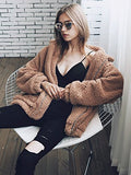 PRETTYGARDEN Women's Fashion Long Sleeve Lapel Zip Up Faux Shearling Shaggy Oversized Coat Jacket with Pockets Warm Winter