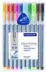Staedtler Triplus Fineliner Pens, Pack of 10, Assorted Colors (334 SB10A603)