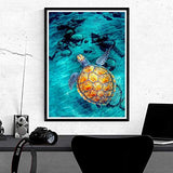 Kaliosy 5D Diamond Painting Ocean by Number Kits, Paint with Diamonds Art Blue Turtle DIY Full Drill, Crystal Craft Cross Stitch Embroidery Decoration 30x40cm（12x16inch）