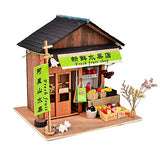 WYD Dollhouse DIY Miniature Wooden Miniature Dollhouse Furniture Chinese Ancient Building Model Bun Soy Milk Breakfast Shop Building Villa Suite Children Toys (Fresh Fruit Shop)