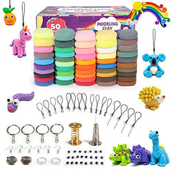 Modeling Clay Kit for Kids, Exptolii 50 Colors Air Dry Magic Clay with Tools, Animal Accessories Super Light DIY Molding Clay Gift for Boys, Girls 3+