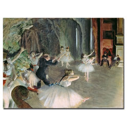 The Rehearsal of the Ballet on Stage by Edgar Degas, 18x24-Inch Canvas Wall Art