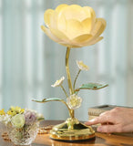 Collections Etc. Lotus Flower Touch Lamp, Table Lamp with Lotus Design, Yellow