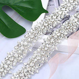 XINFANGXIU 1 Yard Bridal Wedding Dress Sash Belt Applique with Crystals Rhinestones for Women