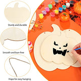 Halloween Wooden Pumpkin Thanksgiving Thankful Blessed Wood Cutout 11 Inch and 8 Inch Unfinished Craft Cutout Blank Hanging Ornament Slice with Twine Ropes for Boo Decor DIY Making (20 Pieces)