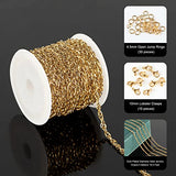 UMAOKANG 16.4 Feet Gold Plated Chain for Jewelry Making, 304 Stainless Steel Necklace Chain for Men and Women, Twisted Rope Link Chain Bulk Jewelry Supplies