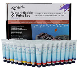 Mont Marte Premium H2O Water Mixable Oil Paint Set, 36 Piece, 18ml Tubes. Mixable with a Range of Mediums. Easily Washes Up with Water.