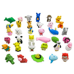 TOAOB 28PCS Pencil Erasers Adorable Non-Toxic Best Removable Assembly Zoo Mini Puzzle Animal Pencil