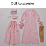 Topmao BJD Dolls Full Set 1/3 Ball Jointed Doll 26inches Resin Boy Male Dolls Women's Pink Long Pajamas with Unpainted Body Eyes Face Make Up Head Wig Clothes, Best Birthday Gift with Girls Children