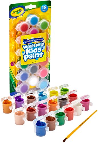 Crayola; Washable Kids Paint; Art Tools; 18 Colors; Bright, Bold Colors; Includes Paint Brush