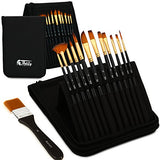 Artify 12 Pcs Paint Brush set Includes Pop-up Carrying Case with free Palette Knife, Large Flat
