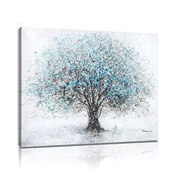 B BLINGBLING Abstract Blue Tree Wall Art Tree of Life Canvas Painting Poster Black and White Grey Tree Print Artwork Decor Big Tree Wall Decorations for Living Room(12"x16"x1 Panel)