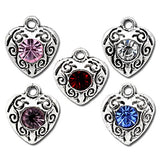 Housweety 50 Mixed Rhinestone Love Heart Charm Pendants 12x10mm