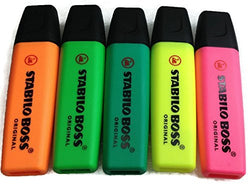 Stabilo Boss Original Highlighter Pack of 5 Ea for Multi-colour, Pink,yellow,dark Green,