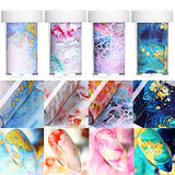 Marble Nail Foil Transfer Stickers, Marble Nail Foils Marble Nail Art Stickers Holographic Starry Sky Nail Decals Wraps for Nail Decoration(4Boxes)