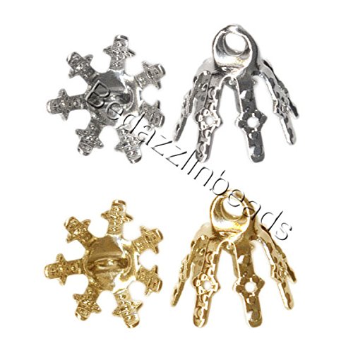 20 Bell Bead End Caps with 7mm Setting Prong Legs and Charm Loop For Hanging (Gold Plated)