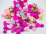 RayLineDo One Pack of Over 190PC s Pink&Purple Various Shapes 2 Holes Wood Buttons(15-20MM) Package