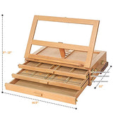 MEEDEN Large Adjustable Artist Tabletop Sketchbox Easel- Multi-Function Solid Beech Wood Storage Box Easel with 3-Drawer for Artist, Art Students & Beginners