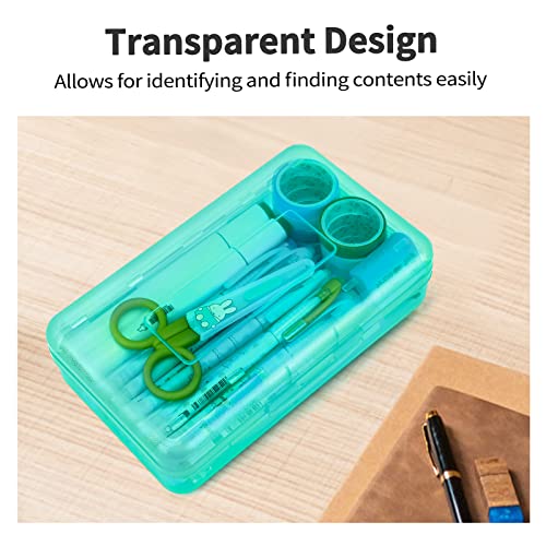  Sooez 3 Pack Pencil Box, Pencil Box for Kids, Plastic School  Supply Box, Large School Box, Hard Plastic Pencil Case Lid, Stackable Clear  Supply Boxes Bulk for Girl Boy Classroom 