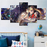FJNS Canvases Print Home Decor Canvas Anime Sailor Moon Poster Picture Print 5 Pieces Painting Mural Art Decoration Frame,B,20x30x220x40x220x50x1