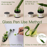 Joi-Fun Glass Dip Pen Calligraphy Pens and Ink Set with Flower Design Crystal Pen 6 Colors Inks Glass Pen Stand Base and Cleaning Cup for Art, Writing, Drawing, Signature, Student Gift