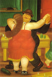 Fernando Botero - Couple Dancing, Canvas Art Print by YCC, Size 18x24, Non-Canvas Poster Print