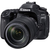 Canon EOS 80D DSLR Camera with 18-135mm Lens (1263C006) + EF-S 55-250mm Lens + 64GB Memory Card + Case + Corel Photo Software + LPE6 Battery + External Charger + Card Reader + More (Renewed)