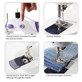 Mini Sewing Machine, Portable Adjustable 2 - Speed Double Thread Sewing Machine for Beginner, Purple