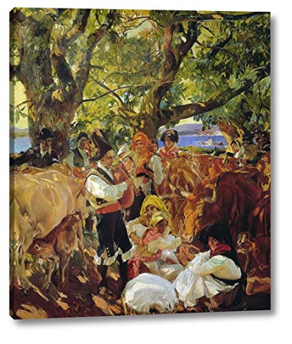 Cattle Fair at Galicia by Joaquin Sorolla y Bastida - 12" x 14" Gallery Wrap Giclee Canvas Print - Ready to Hang