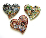 Linpeng MP-31,32,33 Heart Pendants Set 3pack - Murano Glass Pendants, Black Green Red, 9 x 9 x 30cm