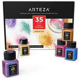 Arteza Mica Powder for Epoxy Resin, 35 Colors, Cosmetic Grade, 0.35 oz Bottles, for Soap Making, Nail Polish, Bath Bombs, Candle & Slime Making