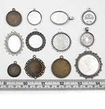 ALL in ONE 20pcs Mixed Cabochon Frame Setting Tray Pendant for DIY Jewelry Making (MIX)