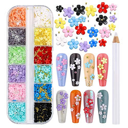 WOKOTO 12 Grid 3d Flowers For Nails Colorful Flower Nail Charms For Nail Art 3d Flowers Charms For Nails Acrylic Flowers For Nails Nail Decorations Nail Flower Charms For Nail Art Accessory Jewelrys