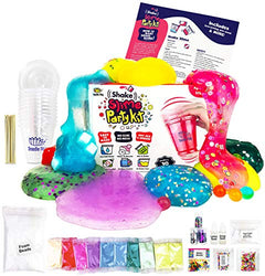 No Glue. Shake Slime Kit for Girls and Boys for 10 Kinds of Shaker Slime. No Mess. Just Add Water, Mix, and Shake. Includes Fun Toppings and Take-Home Storage Cups