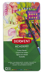 Derwent Academy Colored Pencils, 2.9mm Core, Metal Tin, 12 Count (2301937)