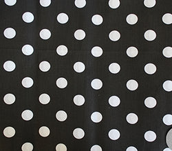 Polycotton Fabric Printed POLKA DOTS WHITE BLACK BACKGROUND / 60" Wide / Sold by the Yard