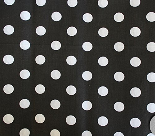 Polycotton Fabric Printed POLKA DOTS WHITE BLACK BACKGROUND / 60" Wide / Sold by the Yard