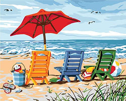 Beach Diamond Painting Kits Sunny Seaside Scenery Diamond Painting Full Drill Handmade Round Bead 5D DIY Mosaic Embroidery Rhinestone Cross Stitch Home Decoration Art Crafts Gift