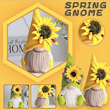 1 PC Sunflower Spring Gnome Mantel Display, Farmhouse Tiered Tray Rustic Scandinavian gnome Figurines, Bee Doll Oranments