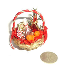 Gift Christmas basket! Merry Christmas. Dollhouse miniature 1:12