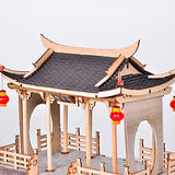 WYD DIY Chinese Style Ancient Building Model Kit Pavilions and Towers 3D Dollhouse Surprise Assembly Puzzle Gift Craft Toys for Children and Adults (A)