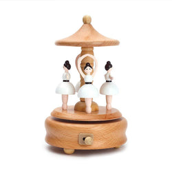 Yunhigh Wooden Music Box with Ballerina Castle in The Sky Wind Up Musical Box for Girls Children Kids Toy