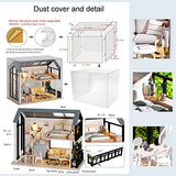 Spilay DIY Dollhouse Miniature with Wooden Furniture,Handmade Home Craft Collection Model Mini Kit with Dust Cover & LED,The Nordic Apartment 1:24 3D Creative Doll House Toy for Adult Teenager Gift