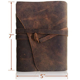 LEATHER JOURNAL Writing Notebook - Antique Handmade Leather Bound Daily Notepad For Men & Women Unlined Paper 7 x 5 Inches, Best Present for Art Sketchbook, Travel Diary & Notebooks to Write in